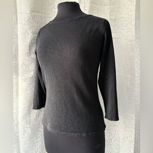 Chic Black Long Sleeve Women's Top with Touch of Sparkle